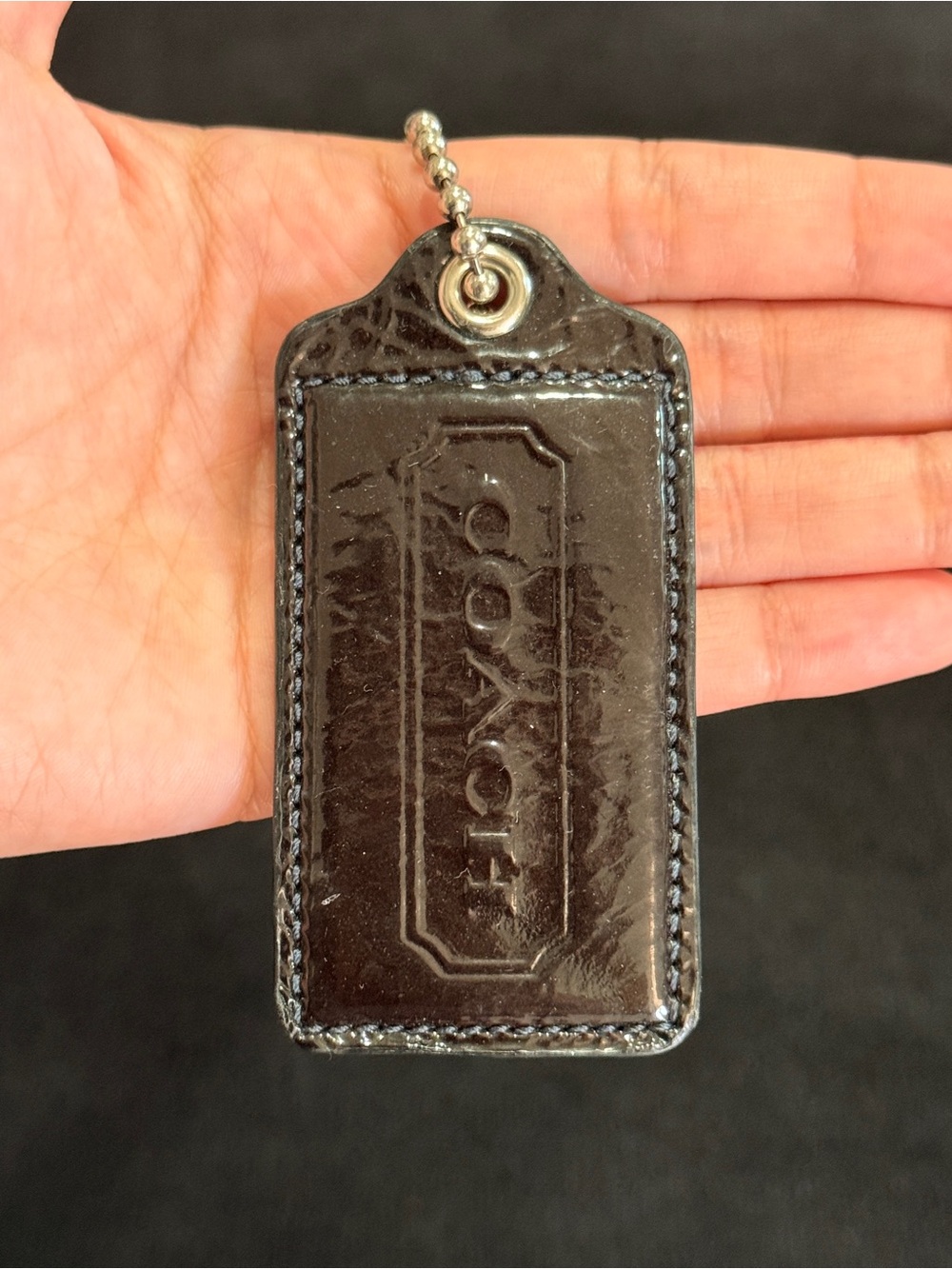3.5" Large Y2K Coach Leather Key Fob Bag Charm Keychain Hang Tag/Hangtag